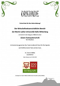 Urkunde Futterpatenschaft